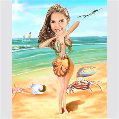 Beach Girl Caricature from Photo - myDaVinci
